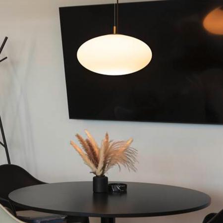 SLV 1010414 OLYPSO 40 Pendelleuchte E27 40W Ø 400 mm gold – elegante Design-Pendelleuchte mit Opalglas